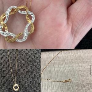 10 Kt Gold Eternity Pendant 2 Tone Braided